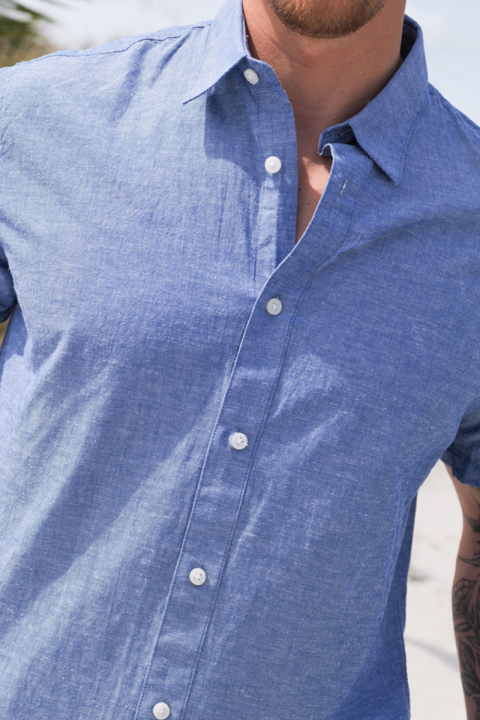 Selected Regular Sun Linen Shirt SS Medium Blue Denim
