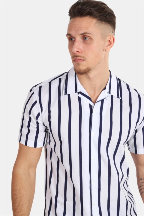 Kronstadt Cuba S/S Gr.86 Chemises White/Dark Blue