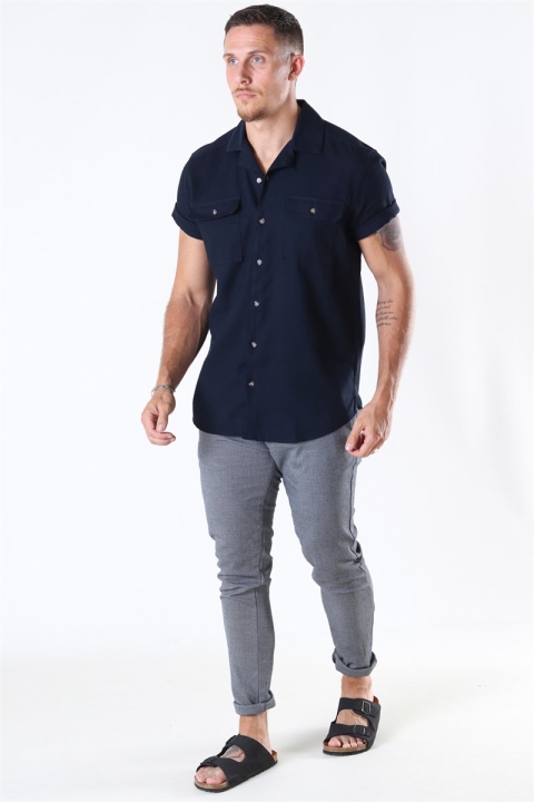 Only & Sons Andrew Waffle Chemises S/S Dark Navy