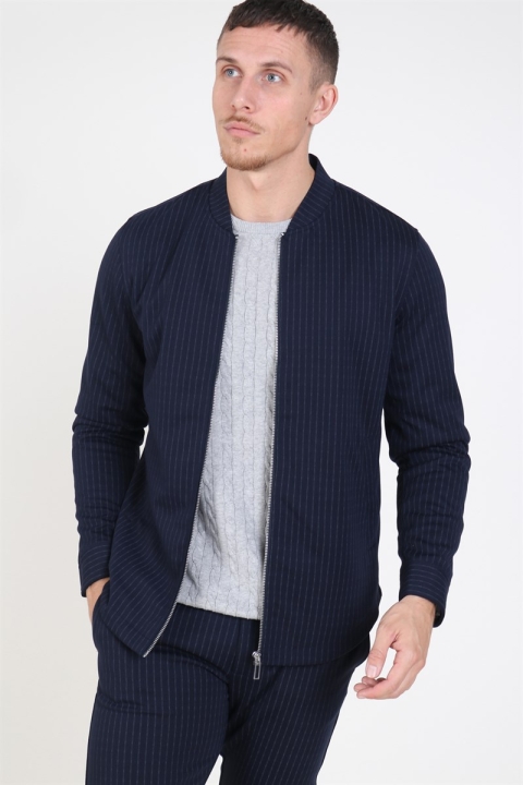 Clean Cut Milano Pinstripe Veste Navy