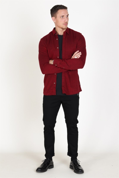 Only & Sons Cuton LS Knitted Melange Chemises Barbados Cherry