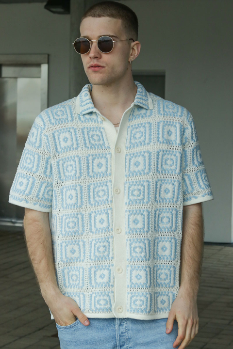 ONLY & SONS Bart Relaxed Fit SS Knit Shirt Egret