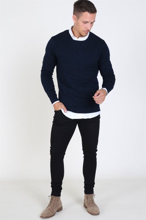 Tailored & Originals Mont O-neck Tricot Insignia Blue