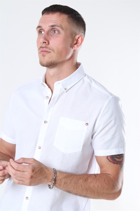 Solid Bill SS BD Lin Chemises White
