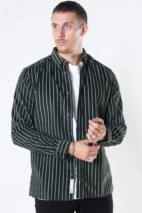 Only & Sons Edward Striped Corduroy Chemises Deep Depths