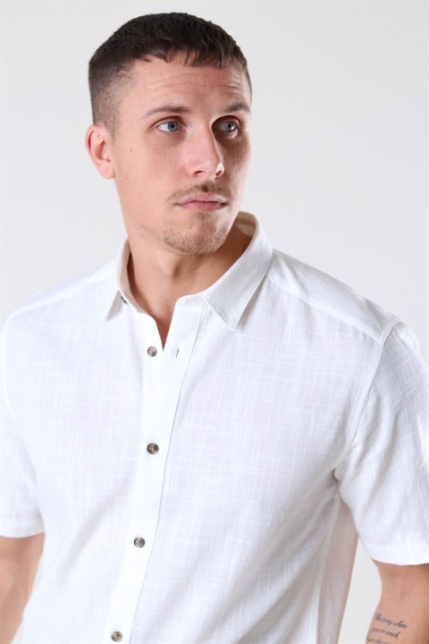 Only & Sons Slub SS Linen Look Chemises White