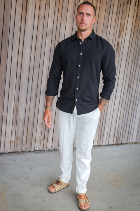 ONLY & SONS Caiden LS Linen Shirt Black
