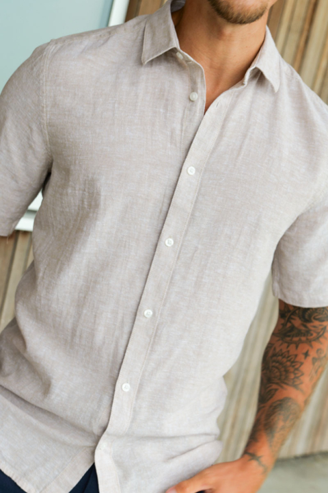 ONLY & SONS Caiden SS Linen Shirt Chinchilla