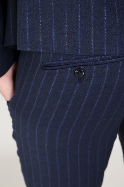 Selected Slim Aden Stripe Pantalon Grey/Blue