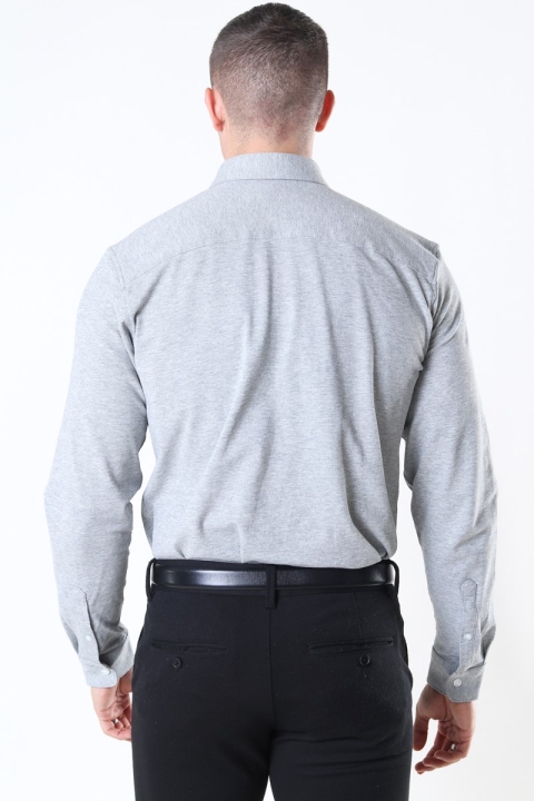 Selected Slim Oliver Knit Flex Chemises LS Medium Grey Melange