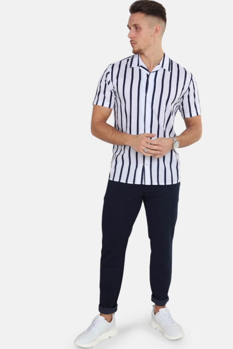 Kronstadt Cuba S/S Gr.86 Chemises White/Dark Blue