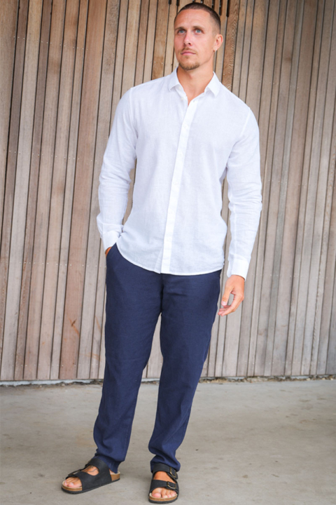 ONLY & SONS Caiden LS Linen Shirt  White
