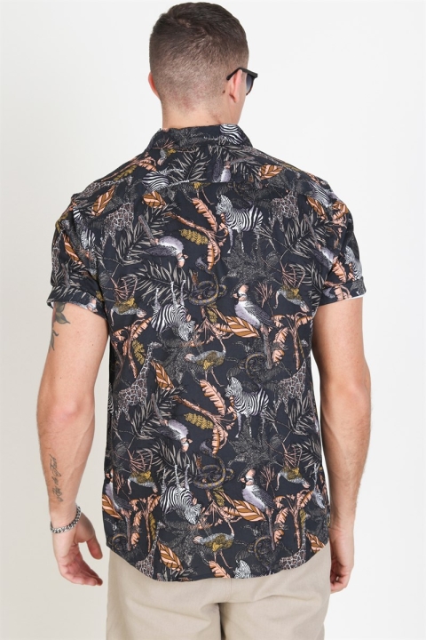 Only & Sons Gabrial S/S Animal Viscose Chemises Black/Zoo Print