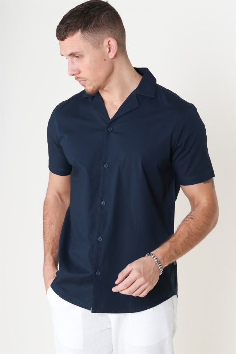 Solid Brando Poplin Chemises SS Insignia blue