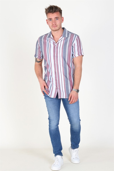 Jack & Jones Robert Stripe Chemises S/S Cordovan