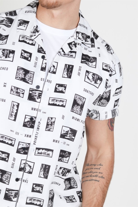Only & Sons Oliver SS Printed Chemises White