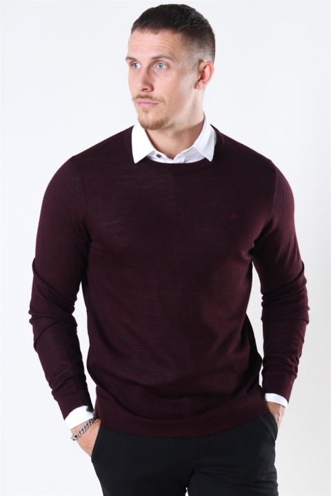 Lindbergh Merino O-Neck Tricot Dark Bordeaux