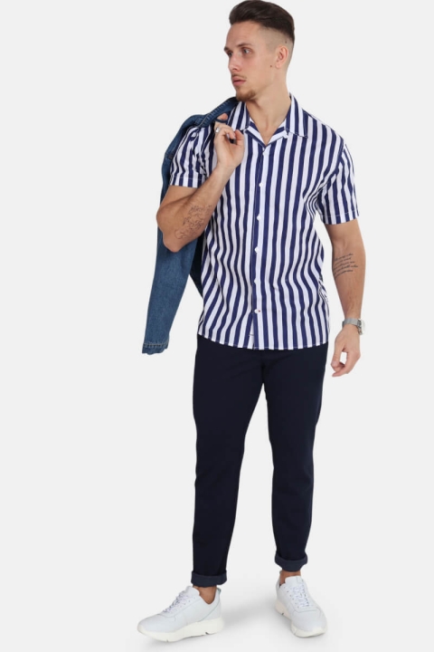 Kronstadt Cuba S/S Gr.78 Chemises White/Dark Blue