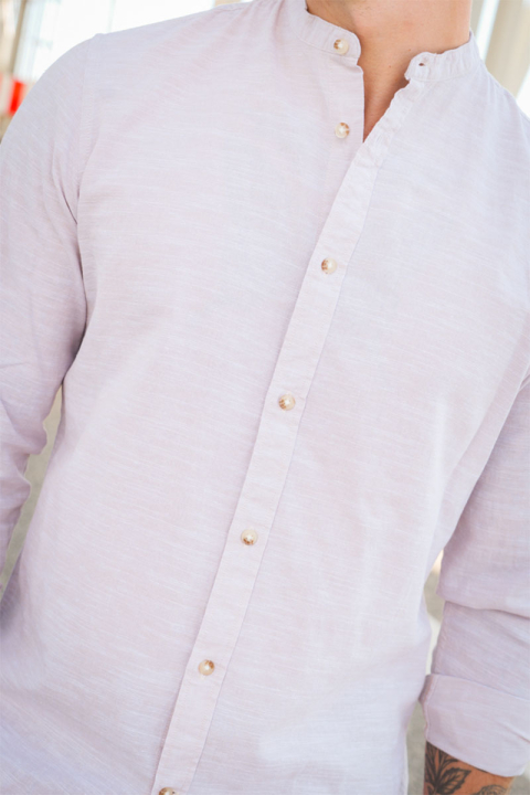 ONLY & SONS ONSCAIDEN LS SOLID LINEN MAO SHIRT NOOS Chinchilla