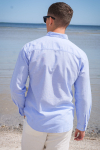 Selected Slim Sun Linen Shirt LS Cashmere Blue / White