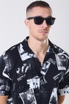 Fashion 1398 Wayfarer des lunettes de soleil Black Rubber Grey Lens