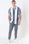 Selected Reg Kevin Chemises SS Stripes B Dark Sapphire
