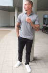 Selected Fave Zip Polo SS Medium Grey Melange