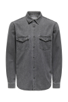 ONLY & SONS Bane Regular Fit Denim Shirt Light Grey Denim