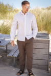 Selected Reg New Linen Shirt LS Kelp Stripe