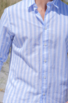 Selected Reg New Linen Shirt LS Cashmere Blue Strupe