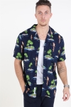 Only & Sons Sid SS Reg AOP Viscose Chemises Re Dark Navy