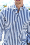 Selected Reg New Linen Shirt LS Sky Captain Stripe