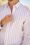 Selected Reg New Linen Shirt LS Kelp Stripe