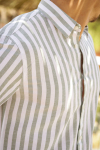 Selected Reg New Linen Shirt LS Desert Sage Stripe