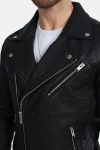 Selected Scott Læder Biker Veste Camp Black