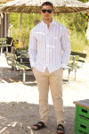 Selected Slim Sun Linen Shirt LS White Wide Stripe