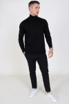 Selected Merino Rullekrave Tricot Black