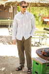 Selected Reg New Linen Shirt LS Desert Sage Stripe