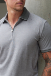Selected Fave Zip Polo SS Medium Grey Melange