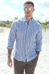 Selected Reg New Linen Shirt LS Sky Captain Stripe