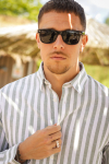 Selected Reg New Linen Shirt LS Desert Sage Stripe