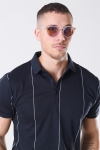 Fashion 1384 des lunettes de soleil Matt Transparent Clear Lens w/Blue Mirror