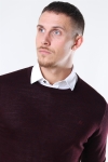 Lindbergh Merino O-Neck Tricot Dark Bordeaux