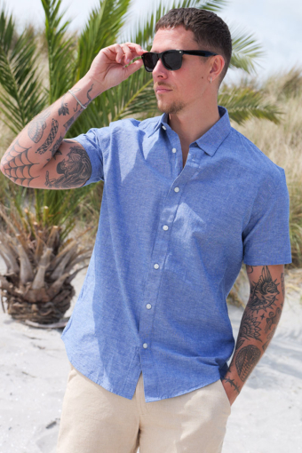 Regular Sun Linen Shirt SS Medium Blue Denim
