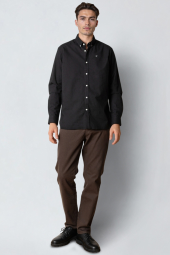 Oxford Stretch Plain L/S Black