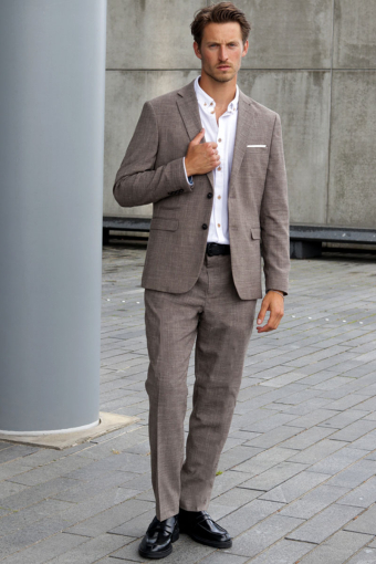 SLIM OASIS LINEN PANTS Dark Sand Melange