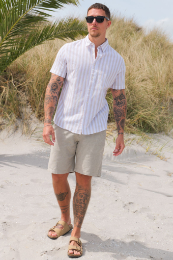 Regular Sun Linen Shirt SS Pure Cashmere Stripe