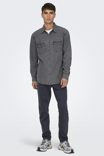 Bane Regular Fit Denim Shirt Light Grey Denim