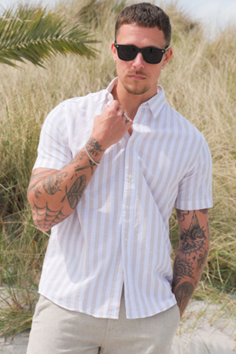 Regular Sun Linen Shirt SS Pure Cashmere Stripe