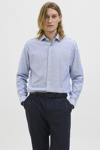 Parker Wrinkle Resistant Shirt LS Black Iris Stripe
